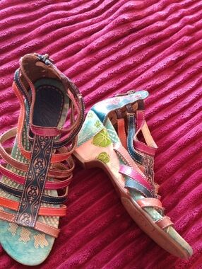 Hand-Painted Multi-Color Strappy Women's Sandals